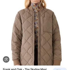 Frank and Oak Skyline Maxi Bomber in Chocolate (close-up picture)